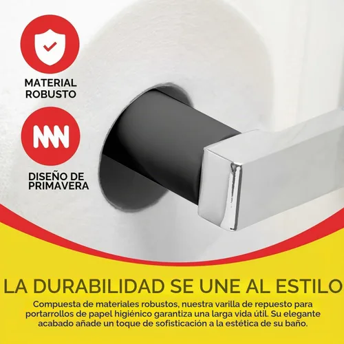 Vista 2 de Qualihome Rodillo de Reemplazo Universal de Portarrollos de Papel Higiénico con Resorte de Plástico (1, Negro.)