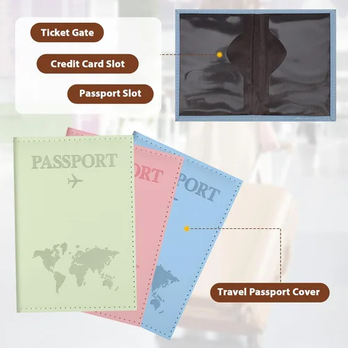 Vista 3 de Funda para pasaporte, funda para pasaporte, funda para pasaporte, protector de pasaporte, artículos esenciales para mujeres y hombres, accesorios