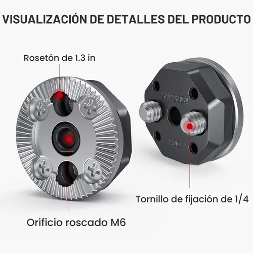 Vista 2 de SMALLRIG Roseta estándar atornillada (rosca M6, 31.8 de diámetro) para jaula de cámara y accesorios - 1939