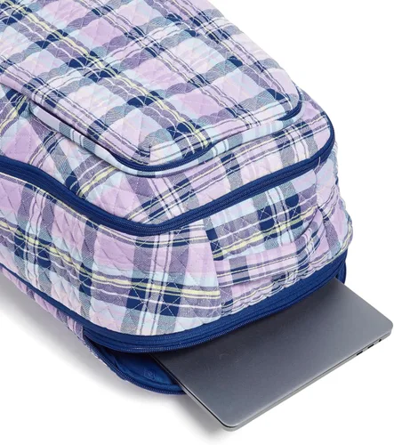 Vista 6 de Vera Bradley Mochila grande de algodón para mujer, Cuadros de amatista - Algodón reciclado