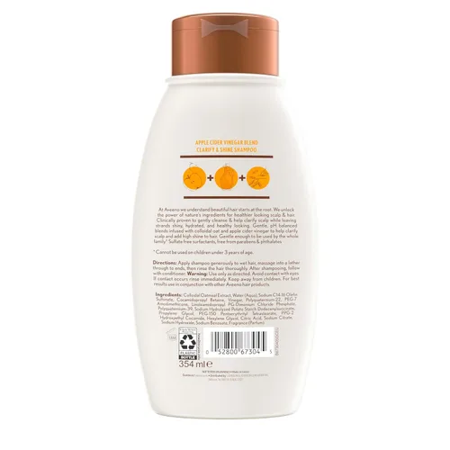 Vista 6 de Champú aclarante de vinagre de sidra de manzana Aveeno, mejora el brillo, 12 fl oz