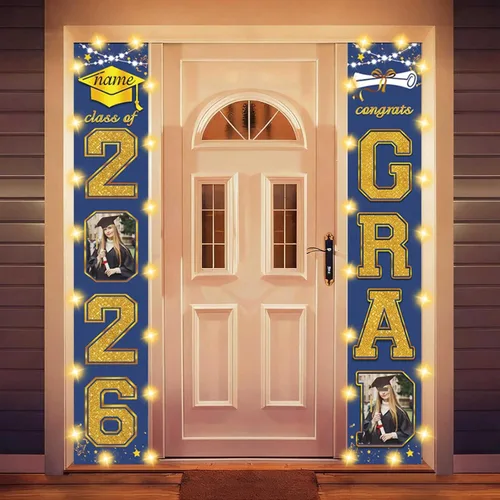 Vista 53 de Decoraciones personalizadas para fiestas de graduación 2026 – Cartel de felicitación de graduación grande – Cartel de fondo de graduación