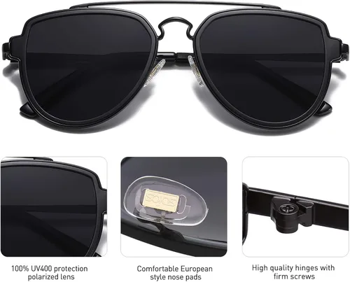 Vista 3 de SOJOS SJ1051 - Gafas de sol polarizadas con doble puente para hombres y mujeres