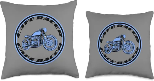 Vista 3 de American Cafe Racer Motorcycle Apparel and Merch Cafe Racer Biker Men Women Adult Teens Boys Girls Kids Youth Throw Pillow, 16x16, Multicolor