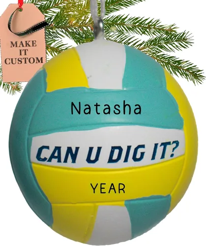 Vista 12 de Adorno de voleibol personalizado 2024 – Personalización rápida y gratuita las 24 horas – Adorno de Navidad deportivo para árbol – Recuerdo