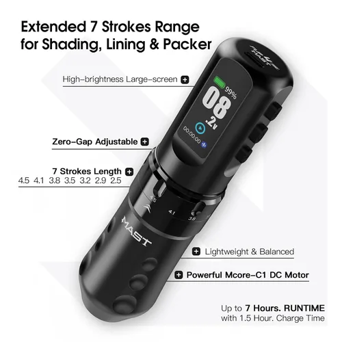 Vista 2 de Mast Tattoo Flip4 Pro - Kit de máquina de tatuaje inalámbrica Pistola de Negro