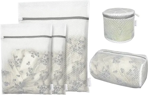 Vista 11 de FOYERNUAGE - Bolsas de malla para ropa delicada con cremallera de bloqueo automático, bolsa de lavandería tridimensional, bolsa de malla de 12 x 16