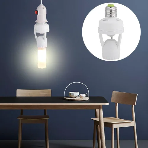 Vista 6 de Toma de luz con sensor de movimiento PIR, soporte de bombilla de tornillo E27 LED PIR sensor de movimiento infrarrojo interruptor de lámpara
