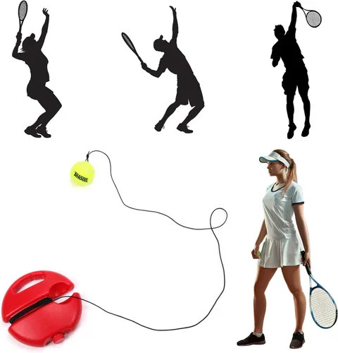 Vista 9 de Entrenador de tenis solo Teloon, pelota de rebote con cuerda para herramienta de entrenamiento de tenis para práctica personal para adultos o niños