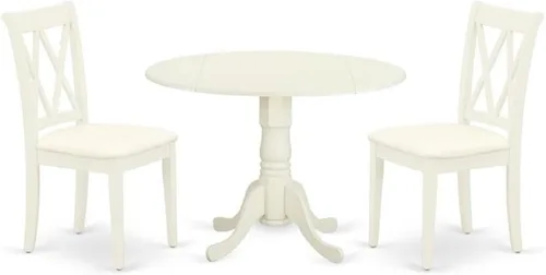 Vista 15 de East West Furniture DLCL5-BLK-C - Juego de mesa de comedor de 5 piezas, incluye una mesa de comedor redonda con gotas y 4 sillas tapizadas de tela