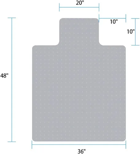 Vista 6 de Tapete resistente grueso y resistente transparente para sillas de pelo bajo y mediano, tamaño 36 x 48 pulgadas con borde