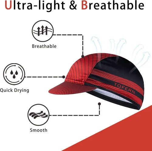 Vista 4 de Tofern Paquete de 2 gorras de ciclismo para hombres y mujeres debajo del casco con visera de calavera que absorbe el sudor para motocicleta MTB