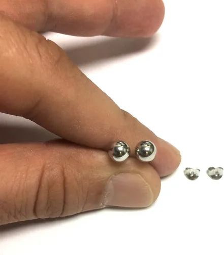 Vista 5 de Pendientes de bola de plata de ley