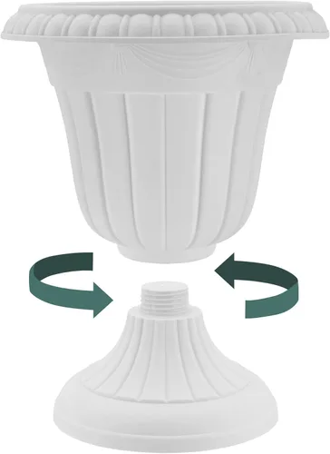 Vista 5 de Arcadia Garden Products PL20BG Maceta Urna Clásica Tradicional de Plástico Interior/Exterior, 10" x 12", Beige