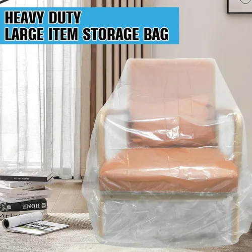 Vista 5 de Funda de Sofá de Plástico, Funda de Sofá Transparente, Fundas de Muebles Impermeables para Mudanzas y Almacenamiento, Bolsas de Funda de Sofá