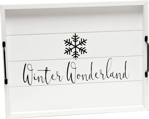 Vista 31 de Elegant Designs HG2013-GBL Bandeja de Servir Redonda de Madera Decorativa de Navidad de 13.75'' con Asas, Verde Believe Lavado verde "Believe