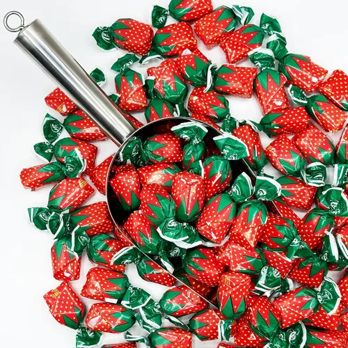 Vista 6 de Caramelo duro relleno de fresa - Bolsa de 2 libras, Bon Bons envueltos individualmente Strawberry Bon Bons Candy Bulk Bag (Approx. 130 Pieces)