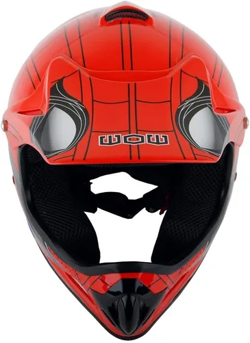 Vista 6 de WOW Casco para niños BMX MX Motocross ATV Dirt Bike Casco Spider Rojo