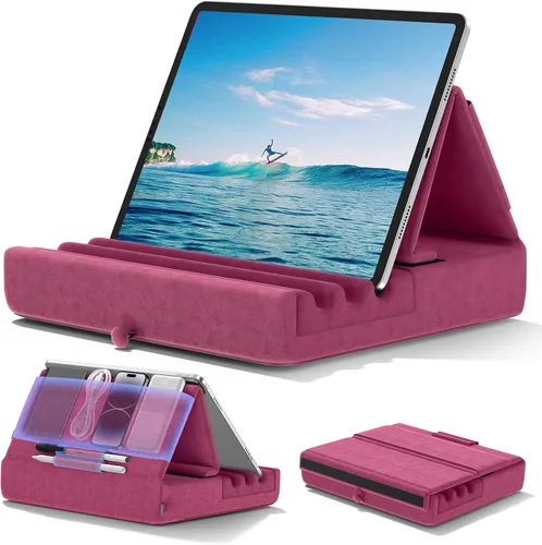 Vista 10 de KDD - Soporte de almohada para tablet, soporte plegable para iPad para regazo, cama y escritorio - Base para tablet con almohadilla suave y soporte