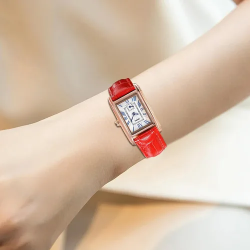 Vista 6 de FANMIS Reloj de pulsera rectangular vintage para mujer, reloj de cuarzo analógico para mujer, ultrafino, reloj de pulsera para mujer, reloj