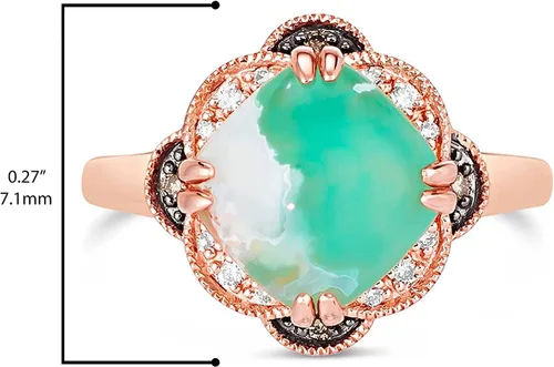 Vista 5 de LeVian - Anillo de oro rosa de 14 quilates con forma de cojín de 3 14 quilates con diseño de flor de milgrain de cuarzo, chapado en oro rosa de 14