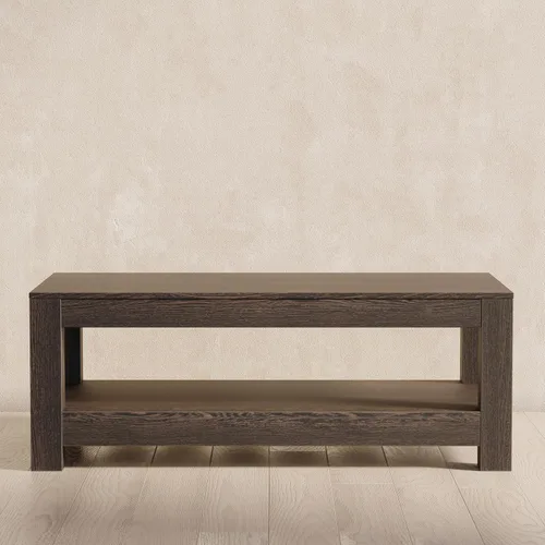Vista 8 de Maven Lane Paulo - Mesa de centro rectangular de 18 pulgadas con almacenamiento, madera maciza marrón, ideal para sala de estar y sala de estar