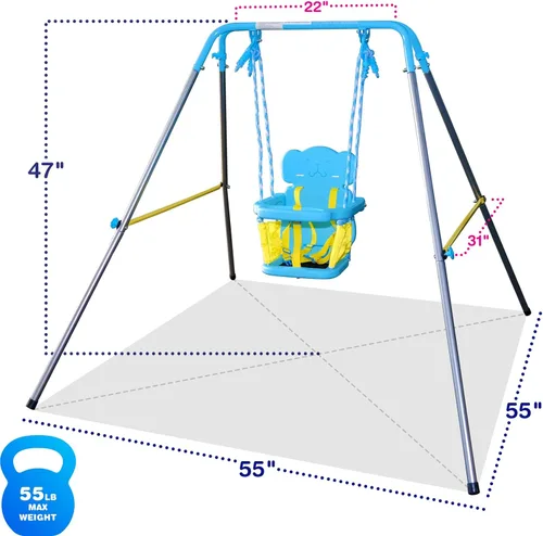 Vista 6 de [Usado] Sportspower FNS-004 My 1st Toddler Swing – Juego de columpio para bebé de alta resistencia para interiores y exteriores con arnés