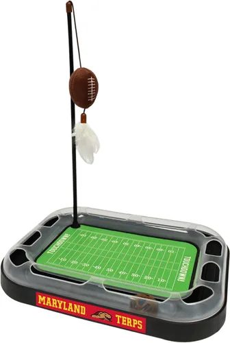 Vista 10 de Pets First NCAA Alabama Crimson Tide Football Field - Juguete rascador para gatos con peluche relleno de hierba gatera y juguete de plumas, con bola