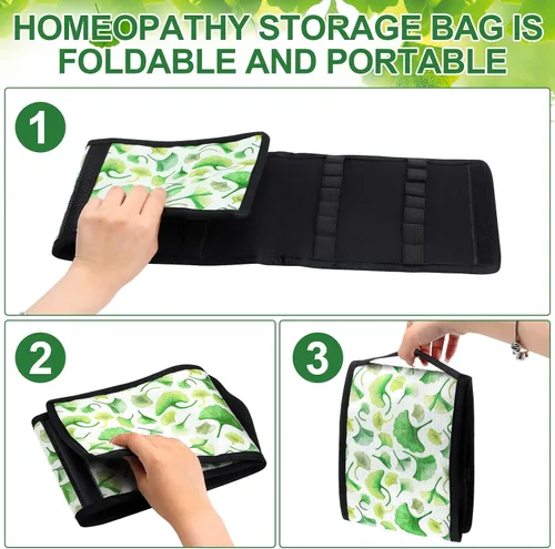 Vista 4 de Nuenen Paquete de 2 cajas de almacenamiento plegables para homeopatía, caja organizadora de homeopatía, estuche de transporte homeopático para 42
