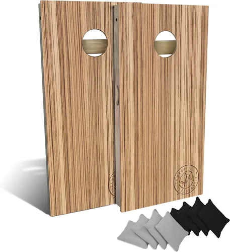 Vista 8 de Slick Woody's Professional-Grade Cornhole Boards - 4'x2' Solid Wood Regulation Woodgrain Bean Bag Toss Game with 8 Resin Filled Bags Madera de musgo