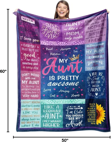 Vista 8 de Regalos de Tía de Sobrina Manta, La Mejor Tía de Todos los Tiempos Manta de 50"x60", Regalos del Día de la Madre Navidad Cumpleaños para Tía