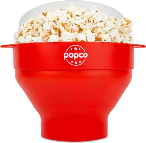 Vista 23 de POPCO Palomitas de maíz de silicona para microondas con asas, para hacer palomitas de maíz, para microondas, cuenco plegable, apto