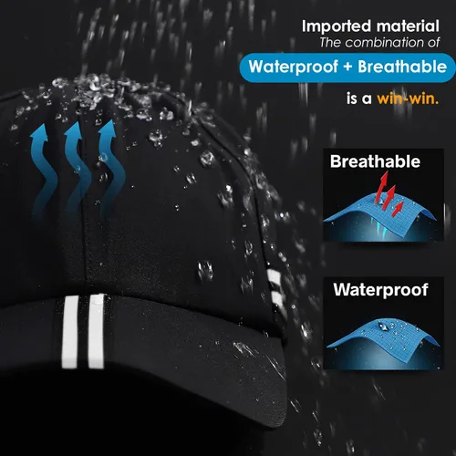 Vista 4 de Men Waterproof Baseball Cap Reflective Outdoor Rain Cap for Women's UPF 50+ Breathable Sport Running Hat