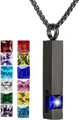 Vista 76 de YOUFENG collar con urna para cenizas, cubos de piedras natales, urna para cenizas humanas, collar de urna de cremación, relicario, recuerdo