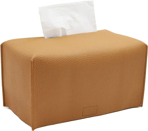 Vista 14 de Livelab Funda para caja de pañuelos, moderna y decorativa, de piel sintética, rectangular, organizador para encimera de tocador, mesitas de noche