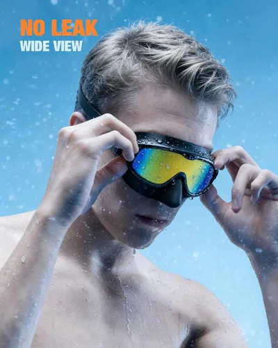 Vista 6 de Aegend Gafas de natación para adultos, paquete de 2 con cubierta para la nariz, antivaho, protección UV, sin fugas, para hombres y mujeres
