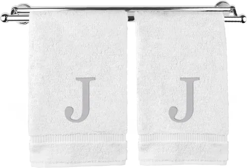 Vista 174 de Toalla de mano monogramada, regalo personalizado, juego de 2 - Toalla bordada con letra de bloque dorada - Extra absorbente 100% algodón turco