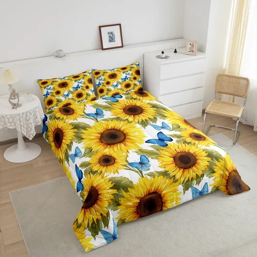 Vista 156 de Erosebridal Juego de edredón de hojas de cannabis, juego de ropa de cama de marihuana con estampado colorido de plantas, decoración bohemia de 2