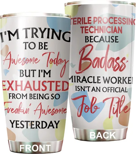 Vista 17 de Vaso estéril para técnico de procesamiento de acero inoxidable de 20 onzas, divertidos regalos tecnológicos estériles a granel para cumpleaños