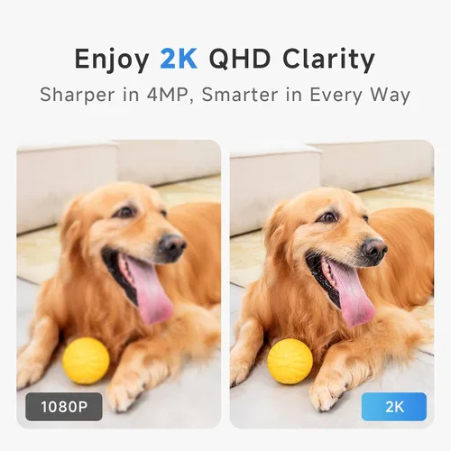 Vista 3 de Noorio Cámara de seguridad para interiores, cámara UHD de 4 MP para mascota/perro de 360 grados para seguridad del hogar, llamada de un solo toque