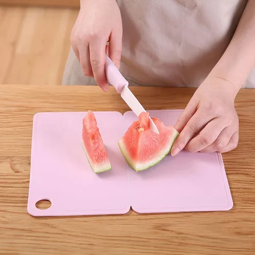 Vista 3 de Pequeña tabla de cortar, tabla de cortar de cocina plegable para cocina plástico fruta rosa mini