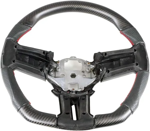Vista 10 de IKON MOTORSPORTS, Volante compatible con Ford Mustang 2010-2014, Kit de reemplazo de cuerpo de volante en fibra de carbono y cuero con costura azul