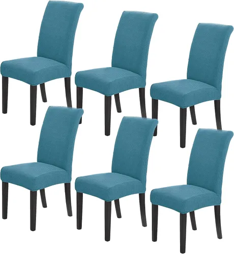 Vista 30 de Juego de 2 fundas para sillas de comedor, fundas elásticas para sillas de comedor, fundas para sillas de cocina de jacquard texturizadas, decoración