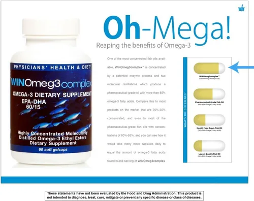 Vista 2 de WINOmeg3complex 60/15 EPA - DHA Omega 3 de grado farmacéutico (60 unidades/30 porciones) 1080 mg EPA