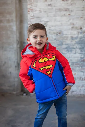 Vista 3 de DC Comics Justice League Superman Batman - Chaqueta acolchada con cremallera para niños pequeños a grandes