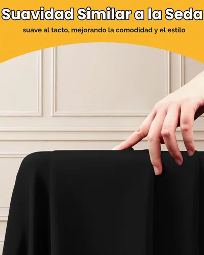 Vista 3 de Mantel de Mesa Rectangular Negro - Paquete de 6, 60" × 84" Mantel de Tela Lavable para Mesas de 5 Pies, Resistente a las Arrugas y a Prueba de Calor