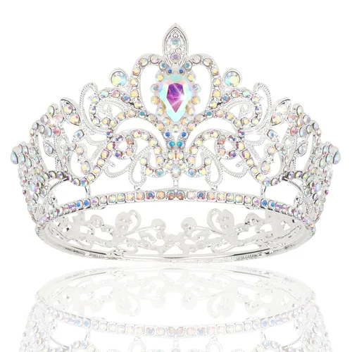 Vista 15 de CIEHER Corona pequeña negra para niñas, tiara de princesa, decoración de pastel de cumpleaños