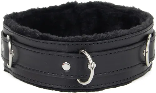 Vista 2 de Gargantilla de cuero para mujer con campana o cerradura Tamaño de collar ajustable