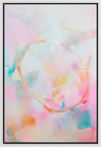 Vista 46 de SIGNFORD Lienzo enmarcado para pared, acuarela pastel, rosa, puesta de sol, nube, naturaleza, ilustraciones de área silvestre, arte moderno