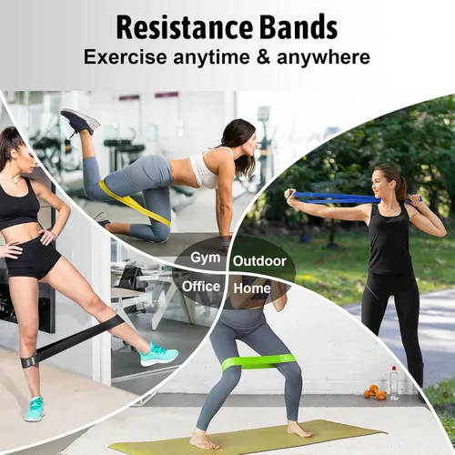 Vista 3 de Juego de bandas de resistencia para ejercicio, 6 niveles de bandas de entrenamiento con correas de yoga para entrenamiento de fuerza, deportes